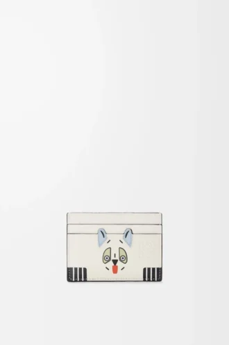Futurist Cat plain cardholder in classic calfskin Soft White