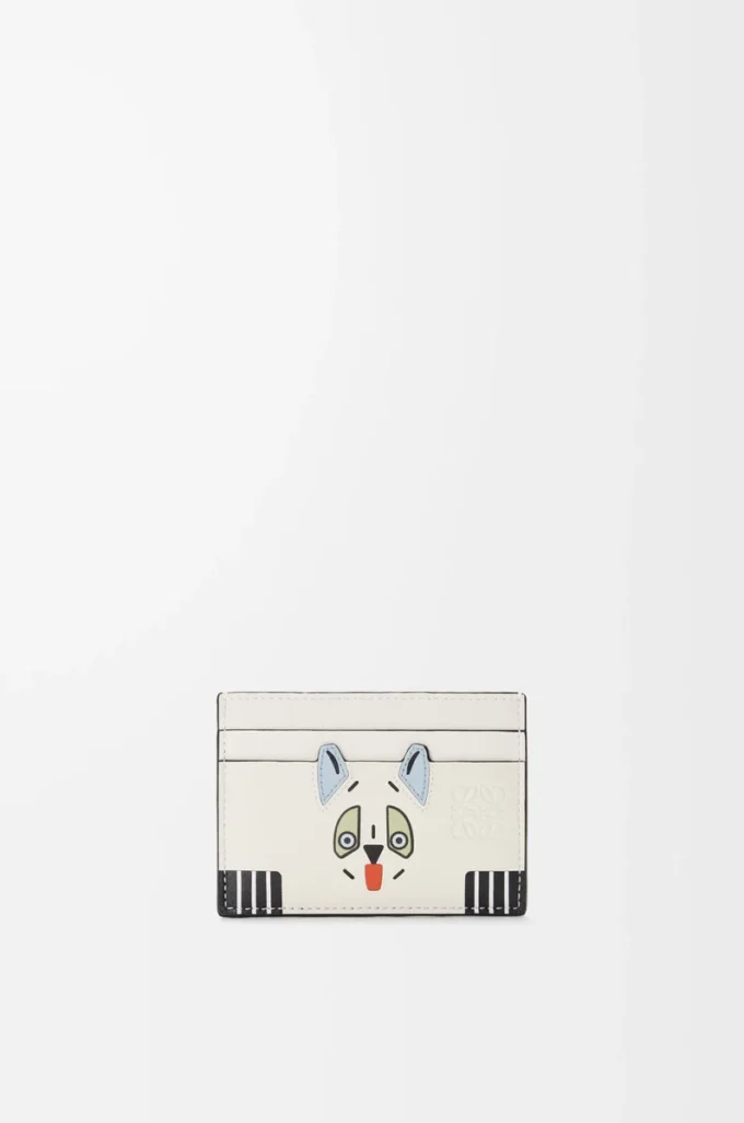 Futurist Cat plain cardholder in classic calfskin Soft White Futurist Cat plain cardholder in classic calfskin Soft White