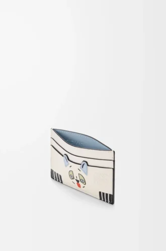 Futurist Cat plain cardholder in classic calfskin Soft White