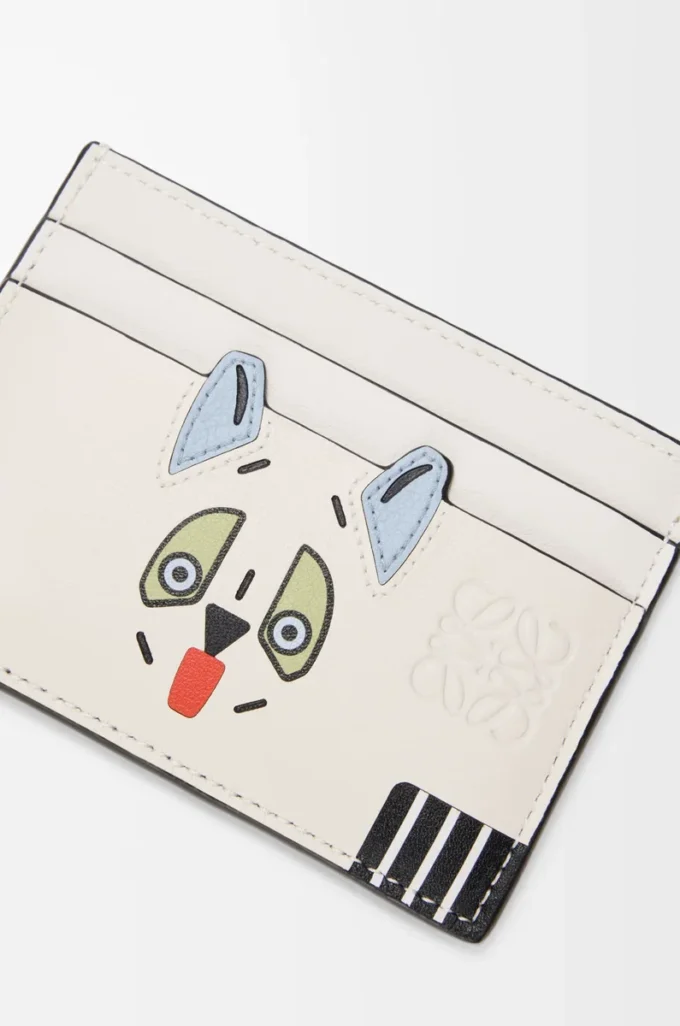 Futurist Cat plain cardholder in classic calfskin Soft White Futurist Cat plain cardholder in classic calfskin Soft White