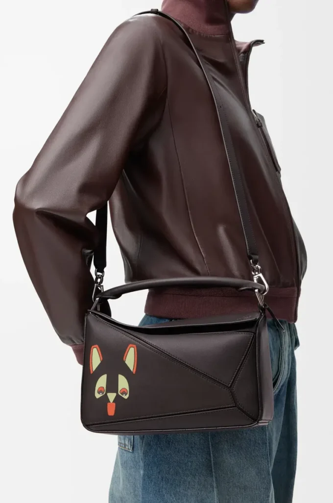 Futurist Cat small Puzzle bag in classic calfskin Dark Taupe Futurist Cat small Puzzle bag in classic calfskin Dark Taupe