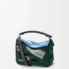 Futurist Cat small Puzzle bag in embroidered knit and classic calfskin Multicolor Green Futurist Cat small Puzzle bag in embroidered knit and classic calfskin Multicolor Green