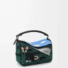 Futurist Cat small Puzzle bag in embroidered knit and classic calfskin Multicolor Green Futurist Cat small Puzzle bag in embroidered knit and classic calfskin Multicolor Green