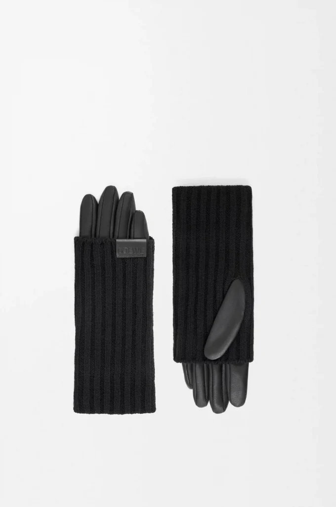 Gloves in cashmere and nappa lambskin Black Gloves in cashmere and nappa lambskin Black