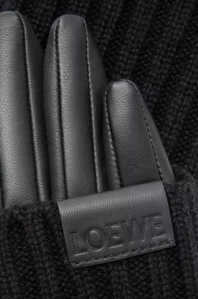 Gloves in cashmere and nappa lambskin Black Gloves in cashmere and nappa lambskin Black