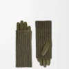 Gloves in cashmere and nappa lambskin Dark Khaki Gloves in cashmere and nappa lambskin Dark Khaki