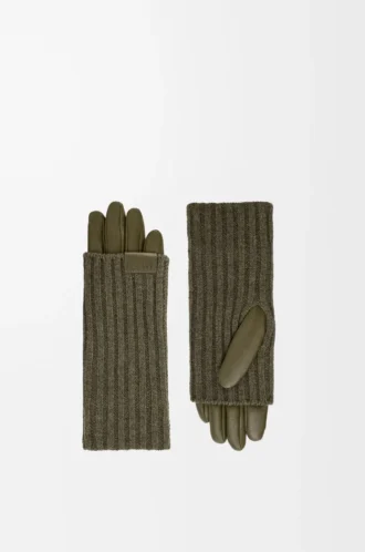 Gloves in cashmere and nappa lambskin Dark Khaki