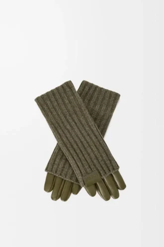 Gloves in cashmere and nappa lambskin Dark Khaki