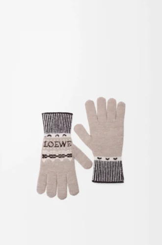 Gloves in wool blend Beige/Multicolor
