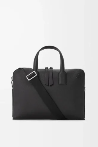 Goya thin briefcase in soft grained calfskin Black