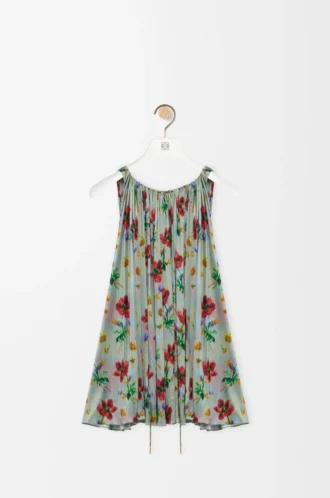 Halter top in viscose Green/Red
