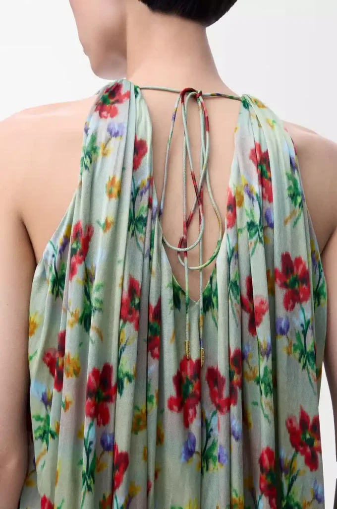 Halter top in viscose Green/Red Halter top in viscose Green/Red