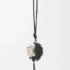 Hedgehog charm in felt, beads and calfskin Black/Soft White Hedgehog charm in felt, beads and calfskin Black/Soft White