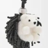 Hedgehog charm in felt, beads and calfskin Black/Soft White Hedgehog charm in felt, beads and calfskin Black/Soft White