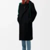 Hooded coat in wool and cashmere Black/Green Hooded coat in wool and cashmere Black/Green