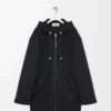 Hooded coat in wool Black Hooded coat in wool Black