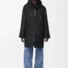 Hooded coat in wool Black Hooded coat in wool Black