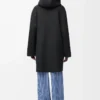Hooded coat in wool Black Hooded coat in wool Black