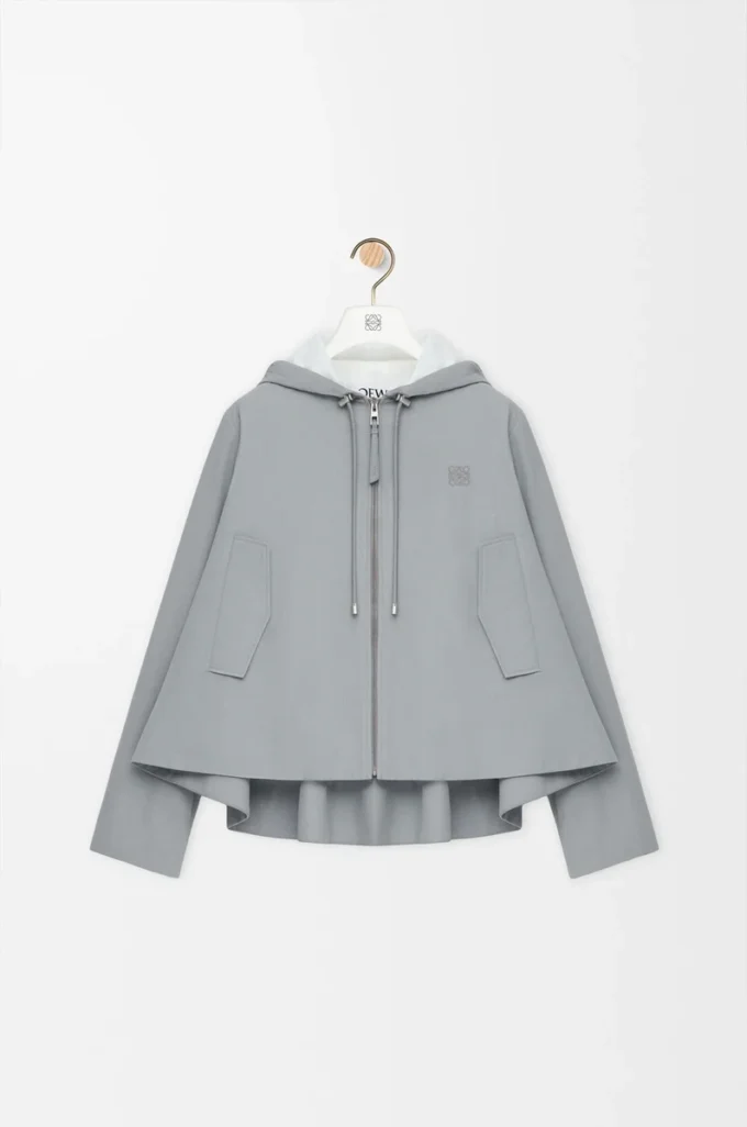 Hooded jacket in cotton Light Grey Hooded jacket in cotton Light Grey