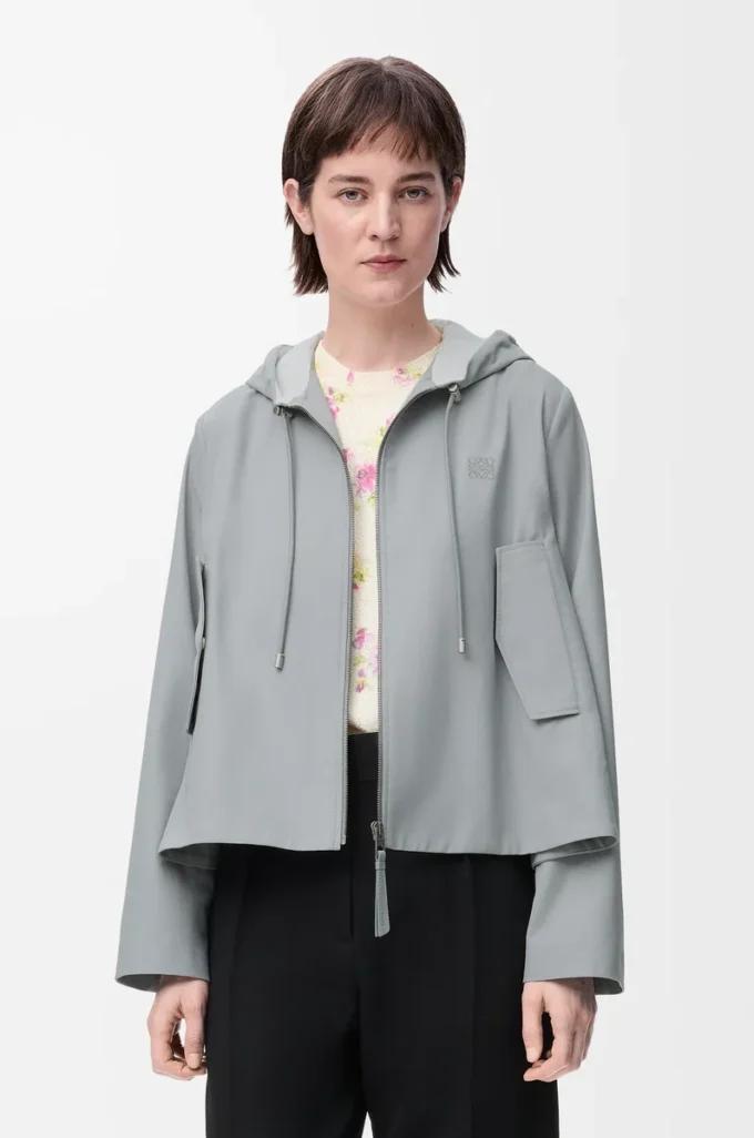 Hooded jacket in cotton Light Grey Hooded jacket in cotton Light Grey