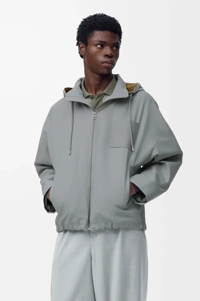 Hooded jacket in cotton Light Grey