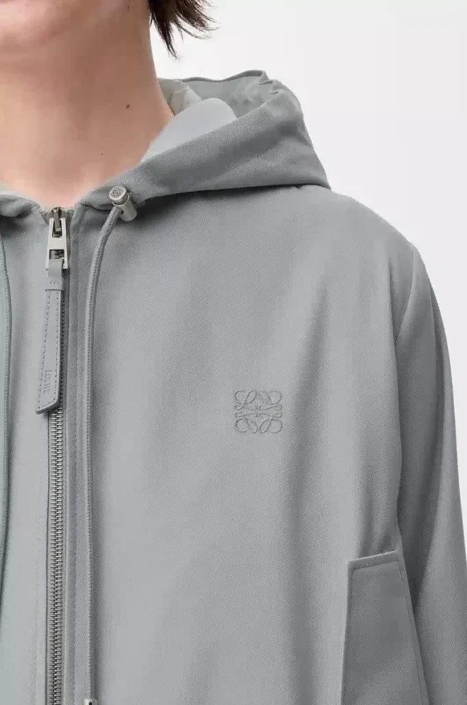 Hooded jacket in cotton Light Grey Hooded jacket in cotton Light Grey