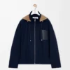 Hooded jacket in cotton Navy/Beige