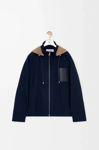 Hooded jacket in cotton Navy/Beige