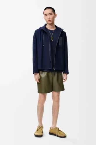 Hooded jacket in cotton Navy/Beige