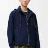 Hooded jacket in cotton Navy/Beige