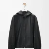 Hooded jacket in nappa lambskin Black