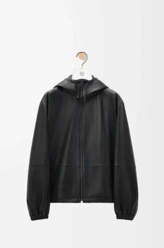 Hooded jacket in nappa lambskin Black