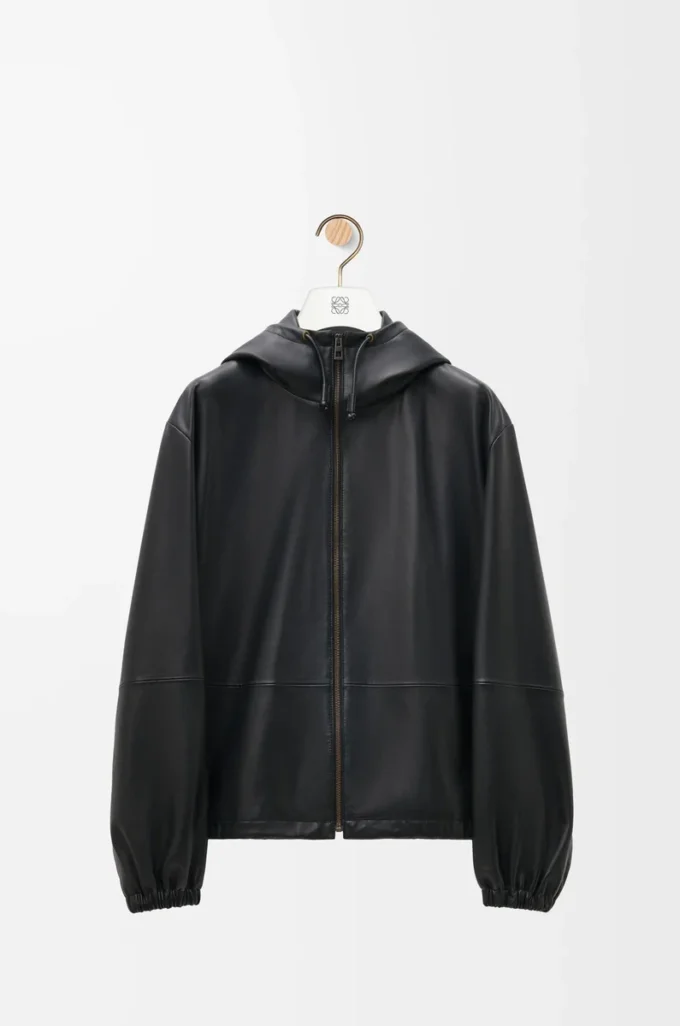 Hooded jacket in nappa lambskin Black