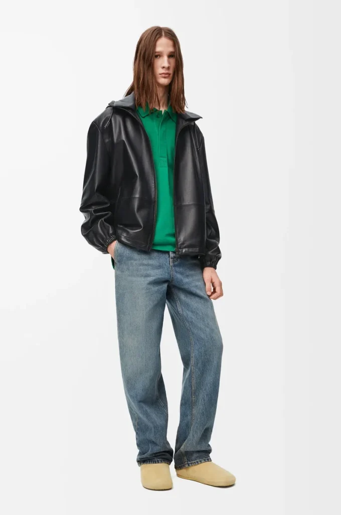 Hooded jacket in nappa lambskin Black