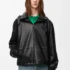 Hooded jacket in nappa lambskin Black