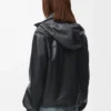 Hooded jacket in nappa lambskin Black