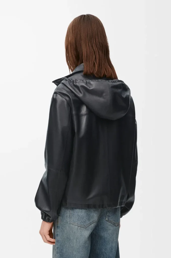 Hooded jacket in nappa lambskin Black