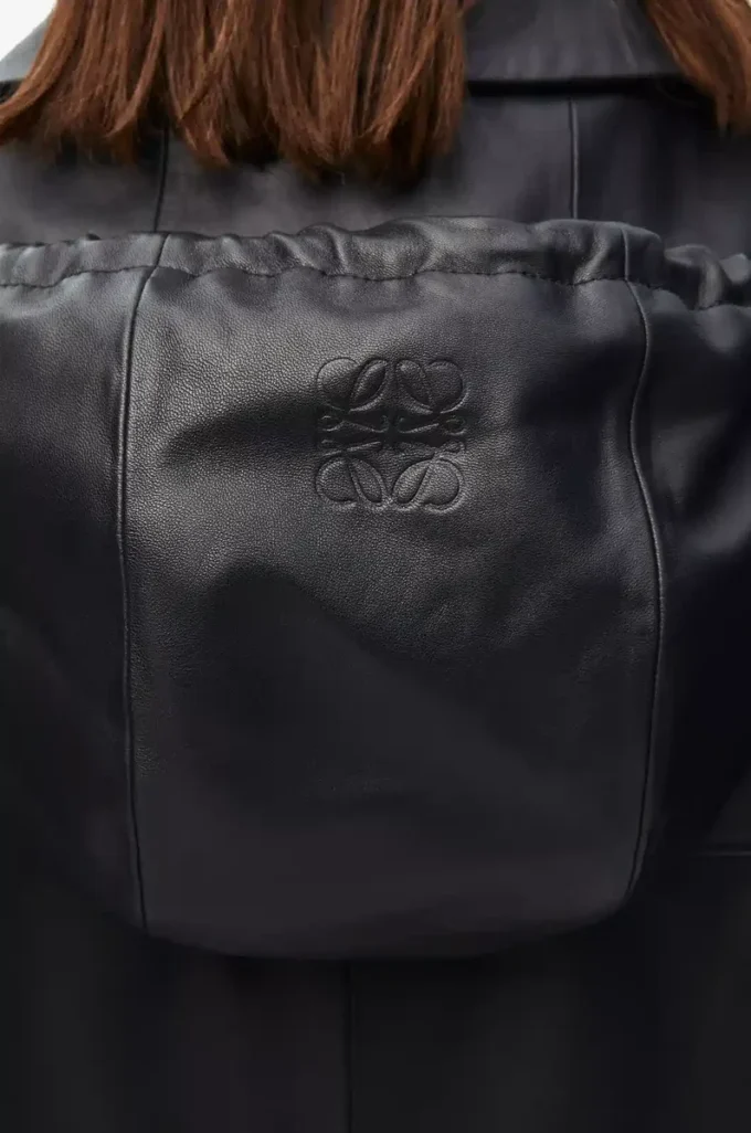Hooded jacket in nappa lambskin Black