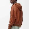 Hooded jacket in nappa lambskin Tan