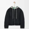 Hooded jacket in polyester and silk Green/Red Hooded jacket in polyester and silk Green/Red