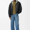 Hooded jacket in polyester and silk Green/Red Hooded jacket in polyester and silk Green/Red