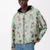 Hooded jacket in polyester and silk Green/Red Hooded jacket in polyester and silk Green/Red