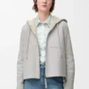 Hooded jacket in shearling Light Grey Melange Hooded jacket in shearling Light Grey Melange
