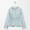 Hooded jacket in silk blend taffeta White/Blue Hooded jacket in silk blend taffeta White/Blue