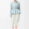 Hooded jacket in silk blend taffeta White/Blue Hooded jacket in silk blend taffeta White/Blue