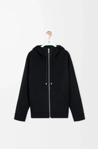 Hooded jacket in wool and cashmere Black/Green