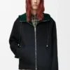 Hooded jacket in wool and cashmere Black/Green Hooded jacket in wool and cashmere Black/Green