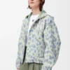 Hooded jacket in wool and cotton White/Blue Hooded jacket in wool and cotton White/Blue