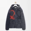 Hooded jacket in wool blend Navy/Orange Hooded jacket in wool blend Navy/Orange