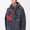 Hooded jacket in wool blend Navy/Orange Hooded jacket in wool blend Navy/Orange